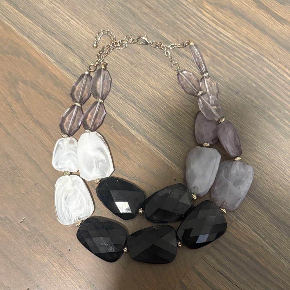 Elegant Black and White Statement Necklace